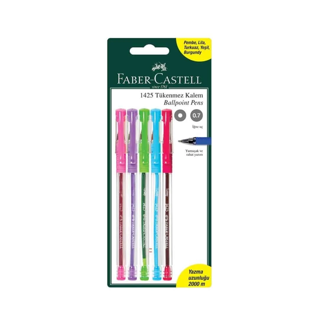 Faber Castell 1425 Renkli Tükenmez 5 'li Kalem