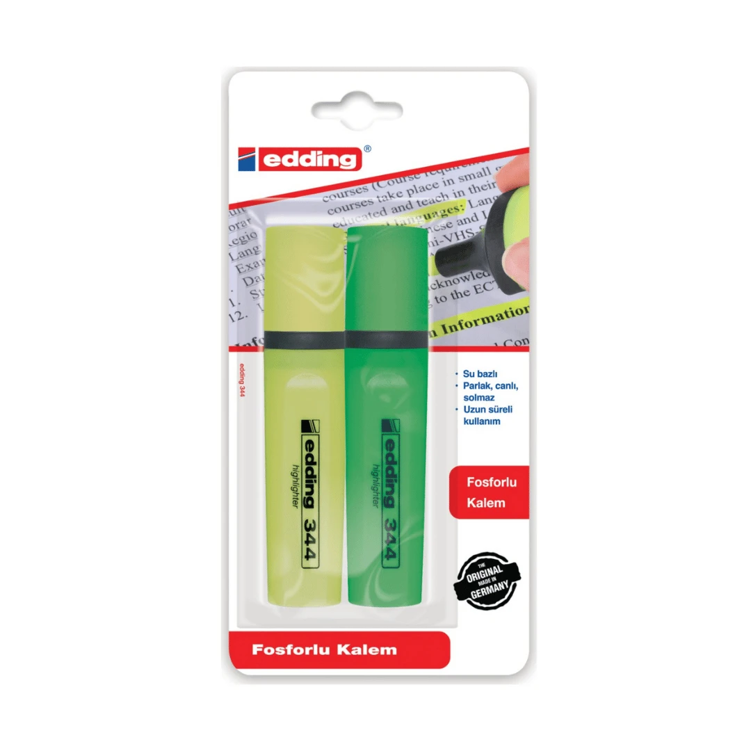 Edding Fosforlu Kalem 2 'li Sarı+yeşil
