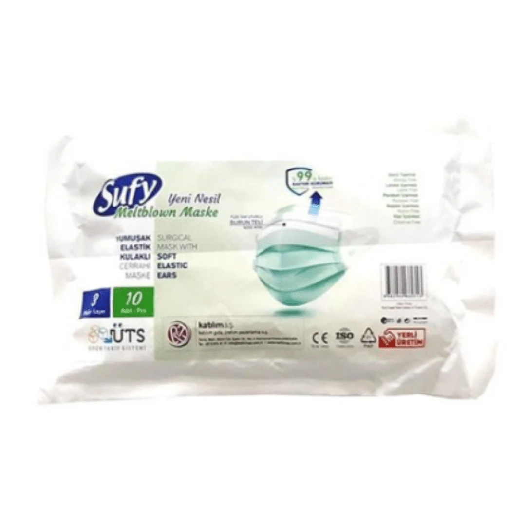 10'lu Sufy 3 Katlı Meltblown Cerrahi Maske