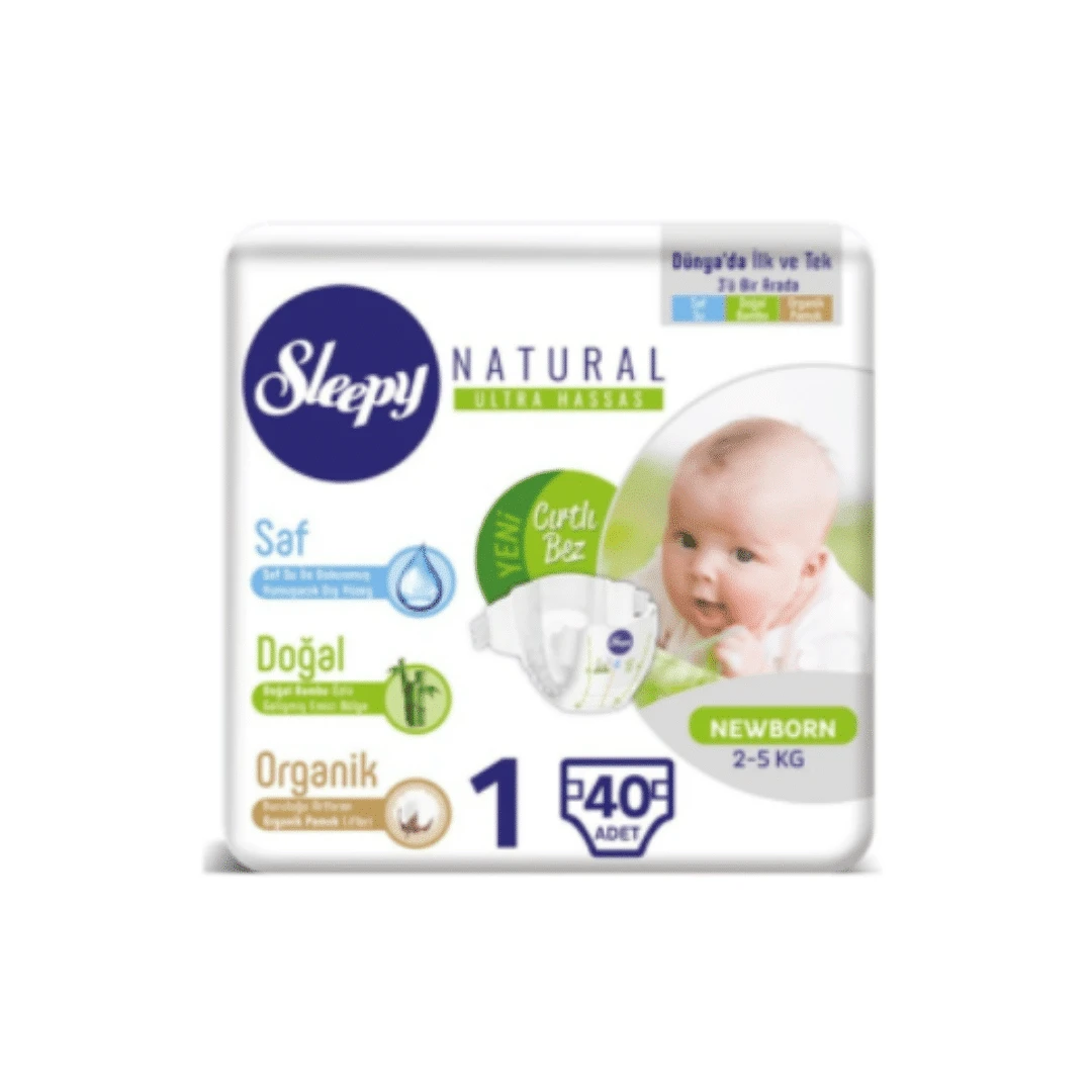 Sleepy Natural Yenidoğan No:1 2-5 Kg 40'lı Cırtlı Bebek Bezi