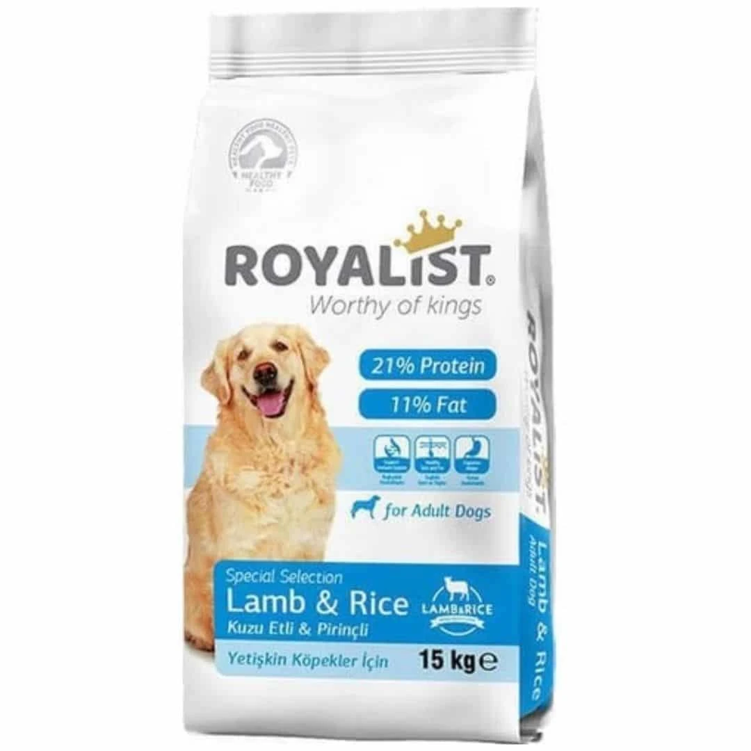 15 Kg Royalist Premium Kuzu Etli Ve Pirinçli Yetişkin Köpek Maması