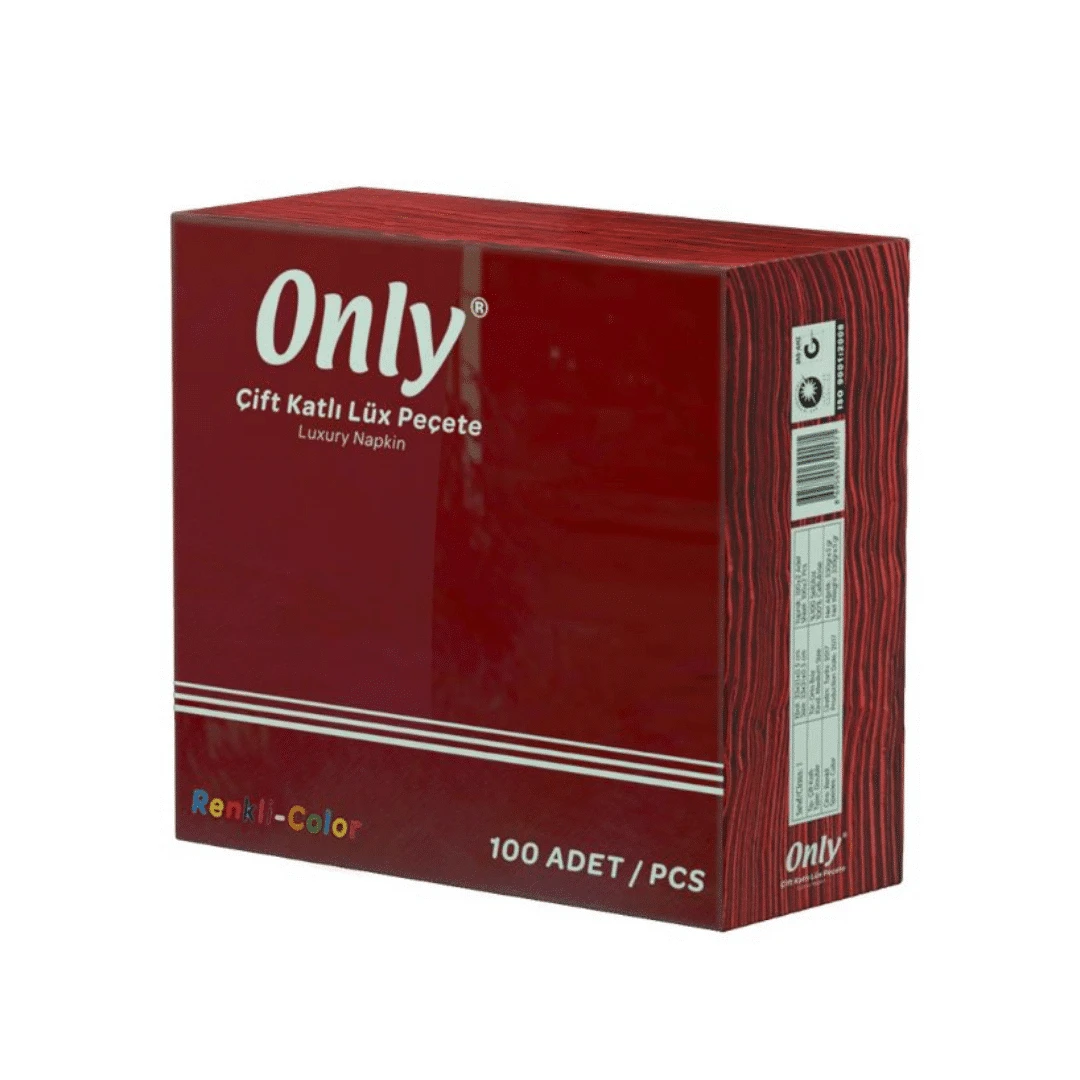 Only Garson Katlama Bordo Peçete  33x33 Cm 100 Yaprak 12 Paket