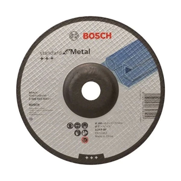 Bosch Standard Seri Metal İçin Bombeli Taşlama Diski 180x6,0mm