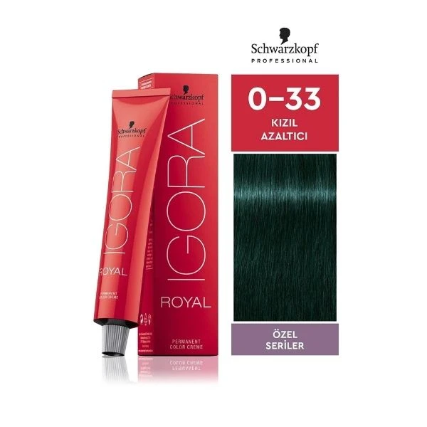 Igora Royal Özel Seriler 0-33 Kızıl Azaltıcı Saç Boyası 60 Ml