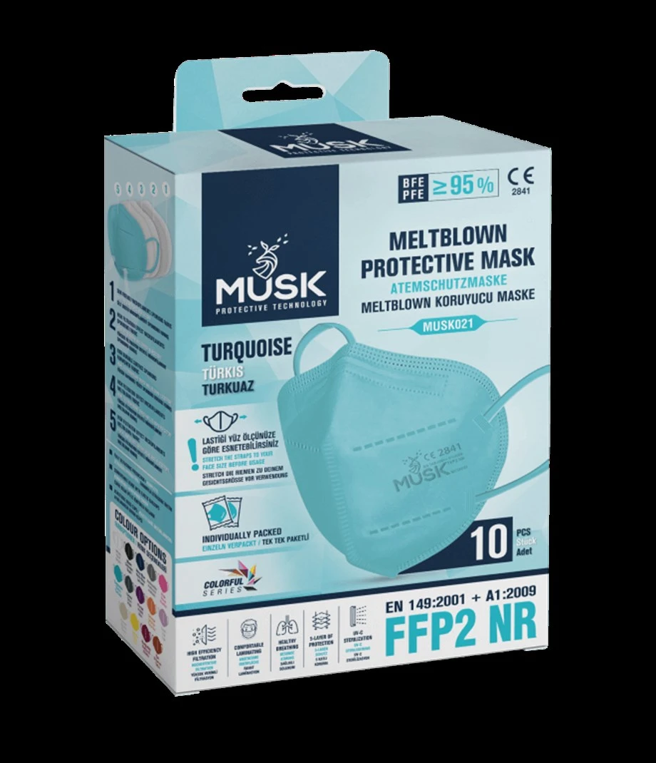 Musk Ffp2/n95 Maske Xs Turkuaz 10 Adet