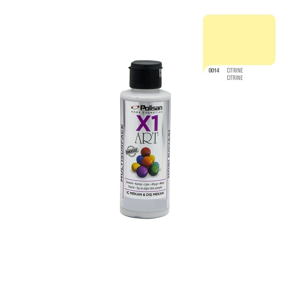 Polisan X1 Art Multısurface Hobi Boyası 120ml 0014 Cıtrıne Açık Sarı