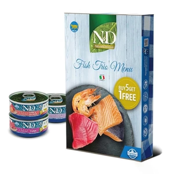 Nd Fish Trio Menu Karides Ve Somon Balıklı Yetişkin Kedi Konservesi 70 Gr 6 Al 5 Öde