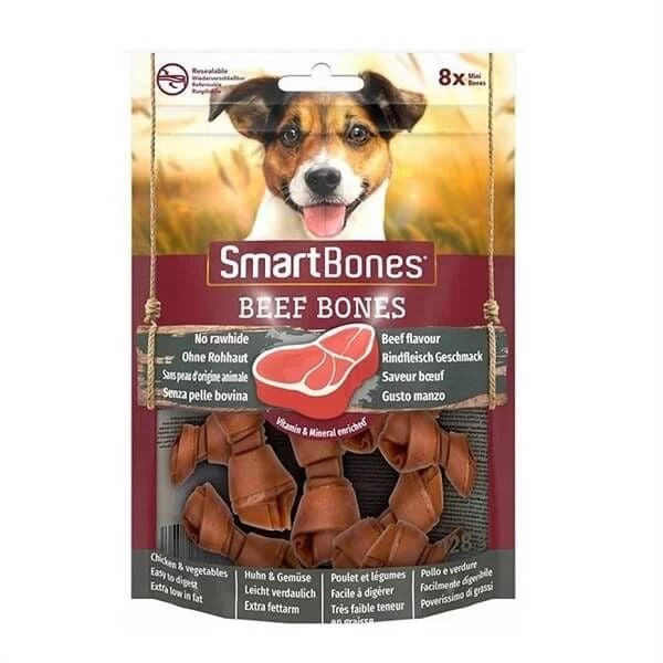 Smart Bones Sığır Etli Mini Düğüm Kemik Köpek Ödül Maması 8 Li 128 Gr