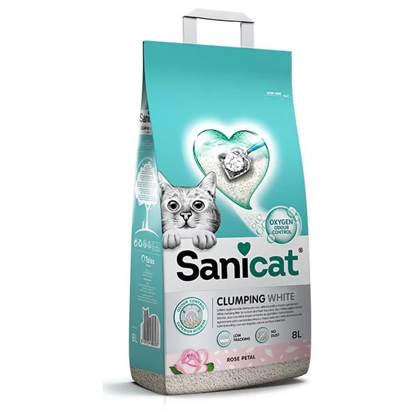 Sanicat Clunping White Gül Kokulu Topaklanan Kedi Kumu 8 Lt