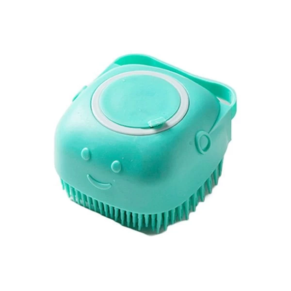 Petzz Hazneli Silikon Kedi Ve Köpek Banyo Şampuan Fırçası Yeşil 8.4x6x8.4 Cm