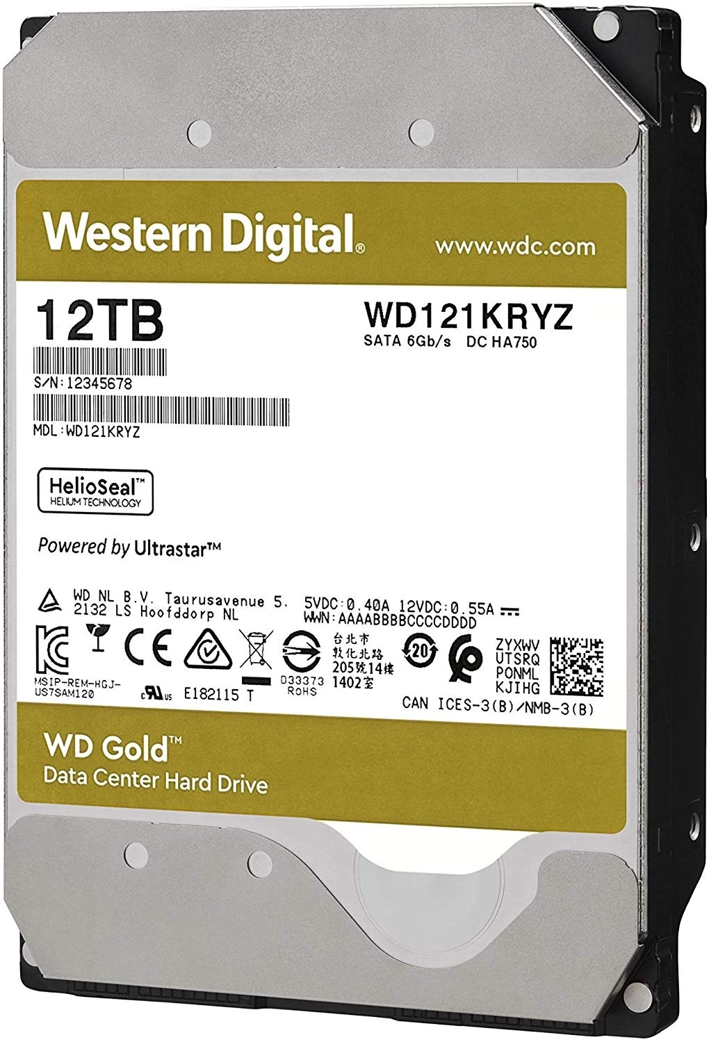 12tb Wd Gold Enterprise 7200rpm Sata3 256mb Wd121kryz