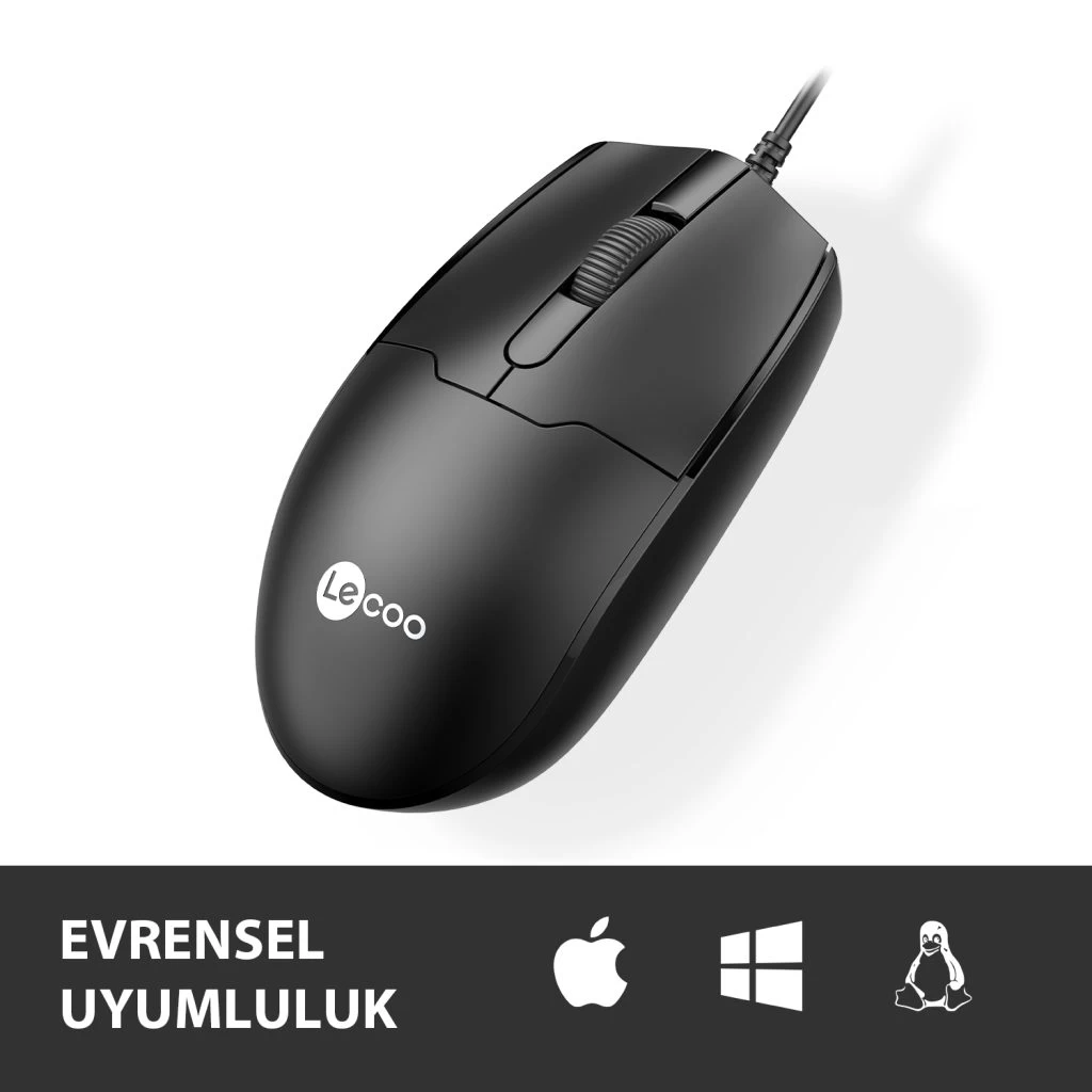 Lenovo Lecoo Ms101 Sİyah Usb Kablolu Mouse