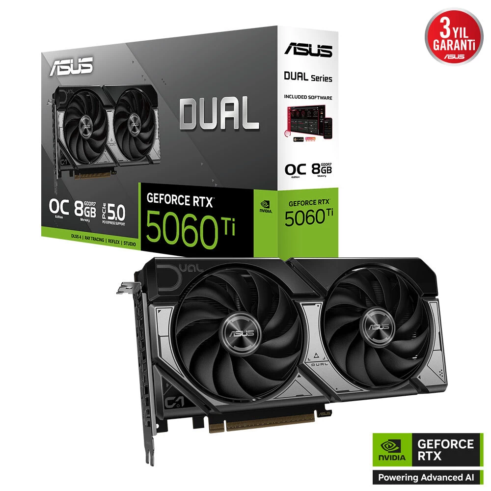 Asus Dual-rtx5060ti-o8g 8gb Ddr7 128bit 3xdp Ekran Karti