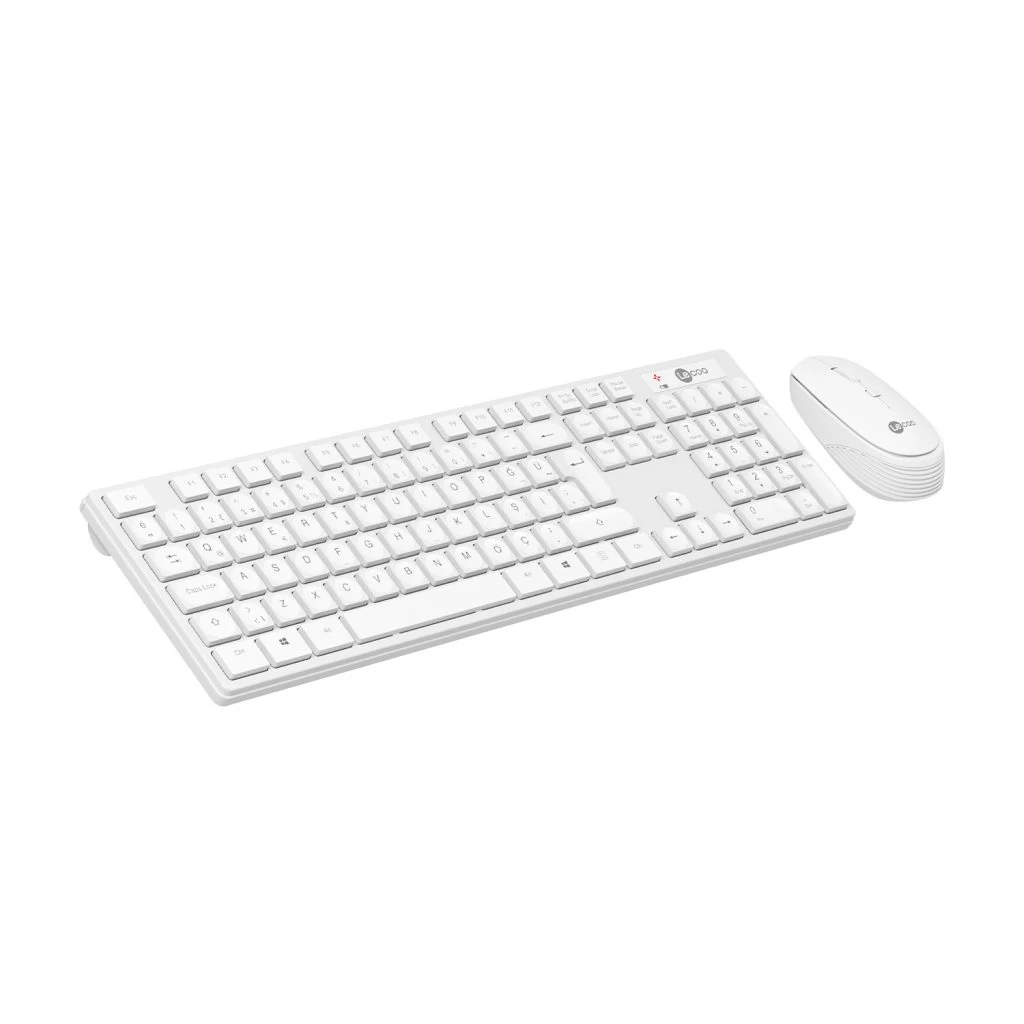 Lenovo Lecoo Km2001 Klavye & Mouse Kablosuz Set Beyaz