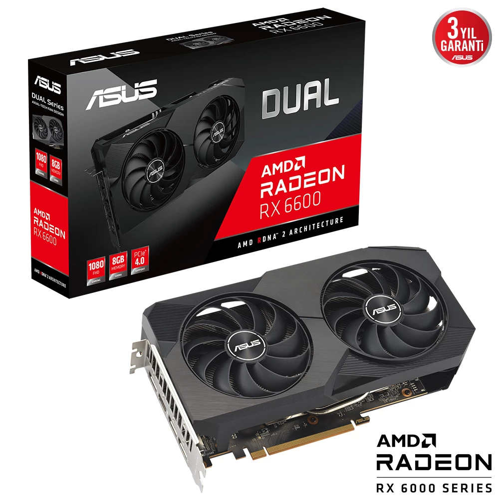 Asus Dual-rx6600-8g-v2 8gb Gddr6 Hdmi Dp 128bİt