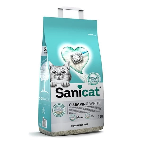 Sanicat Clumping White Kokusuz Süper Topaklanan Beyaz Kedi Kumu 10 Lt