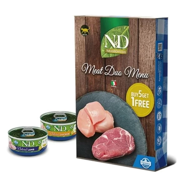 Nd Meat Duo Menu Tavuklu Ve Kuzu Etli Yetişkin Kedi Konservesi 70 Gr 6 Al 5 Öde