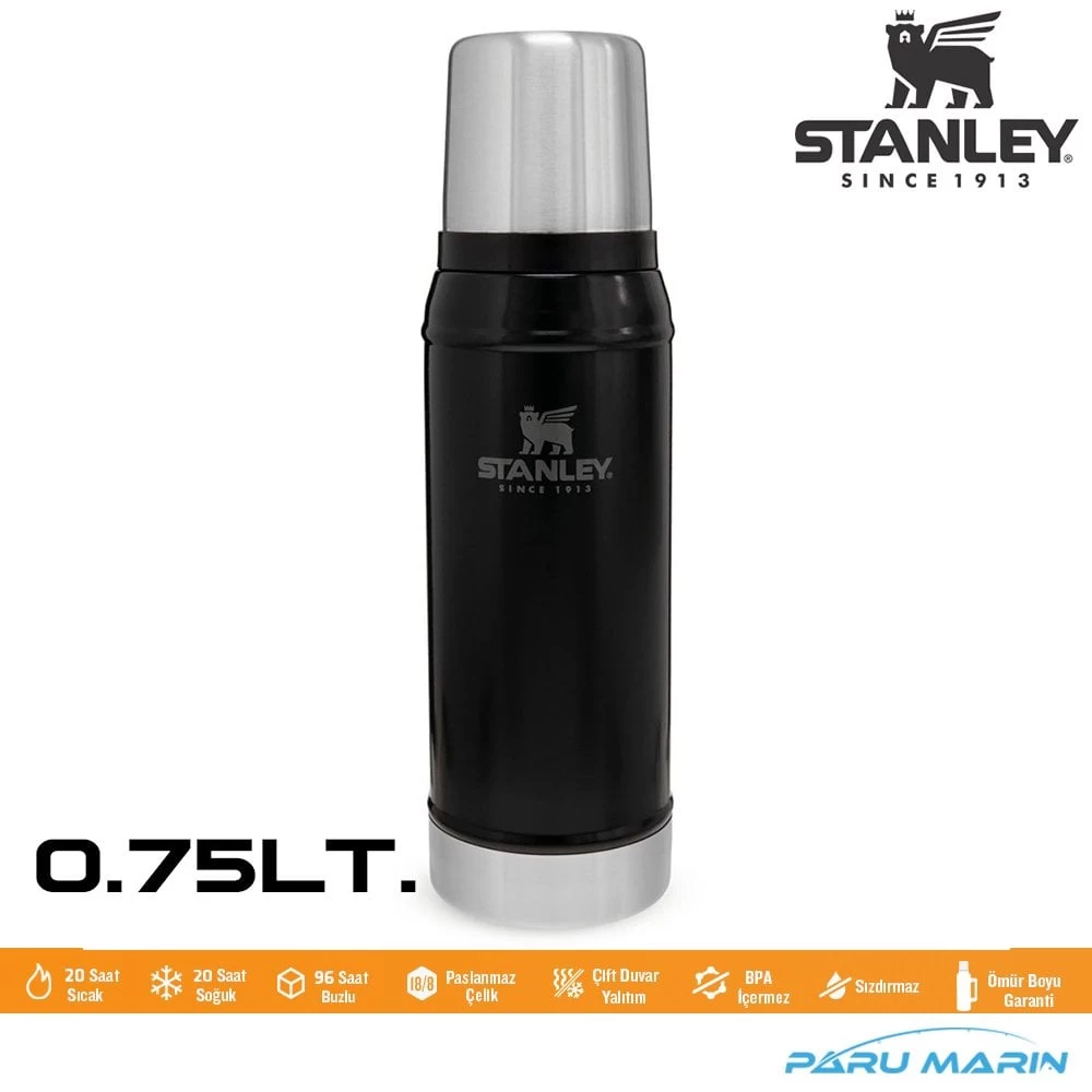 Stanley Legendary Klasik Vakumlu Paslanmaz Çelik Termos 0.75lt. Sİyah