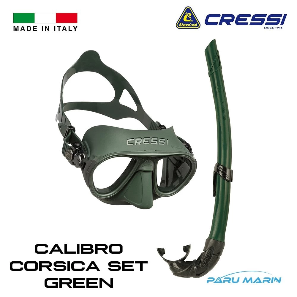 Cressi Calibro+corsica Maske Şnorkel Seti Yeşil