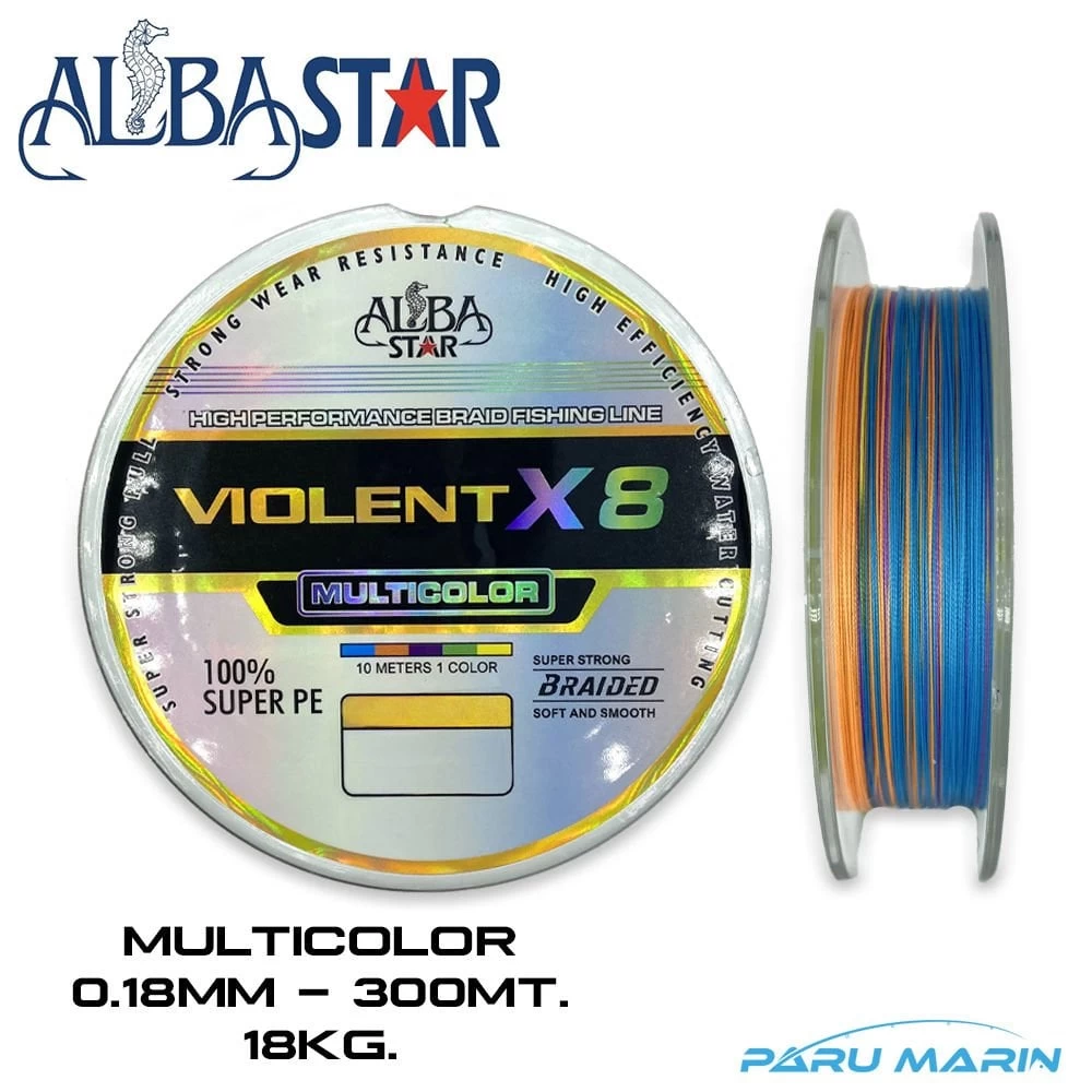 Albastar Violent 8x Multicolor 300 Mt. 0.18mm İp Misina