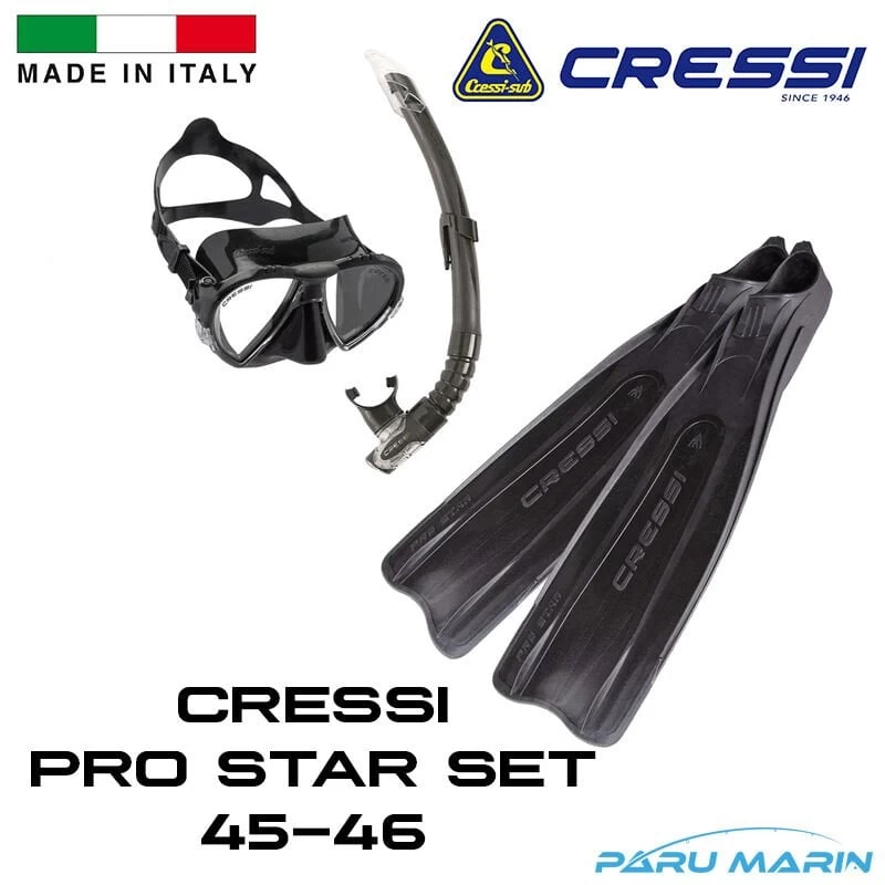 Cressi Pro Star 45-46 Maske Palet Dalış Ve Yüzme Seti