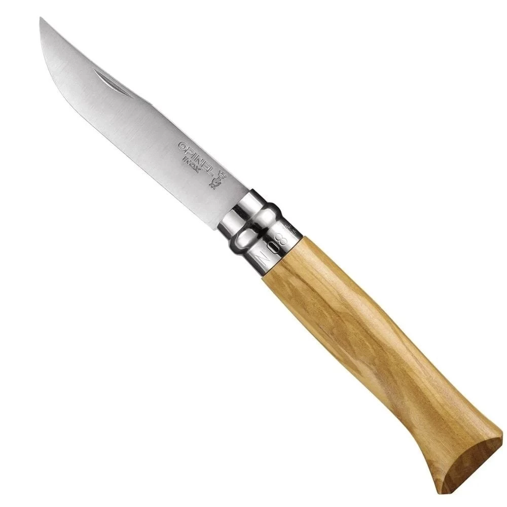 Opinel Inox 8 No Ahşap Kutulu Ve Deri Kılıflı Zeytin Saplı Çakı