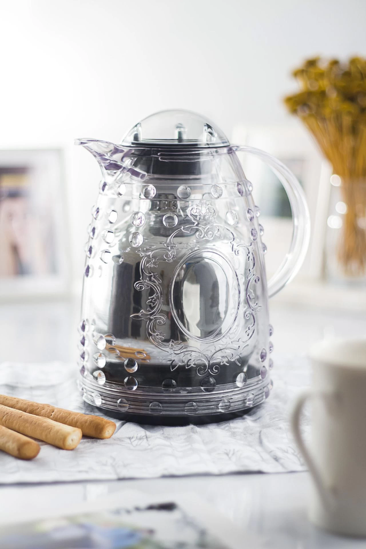 1 Lt Isı Yalıtımlı Çay Ve Soğuk Su Termosu Şeffaf (12 Saat Sıcak Tutar& İçi Camdır)