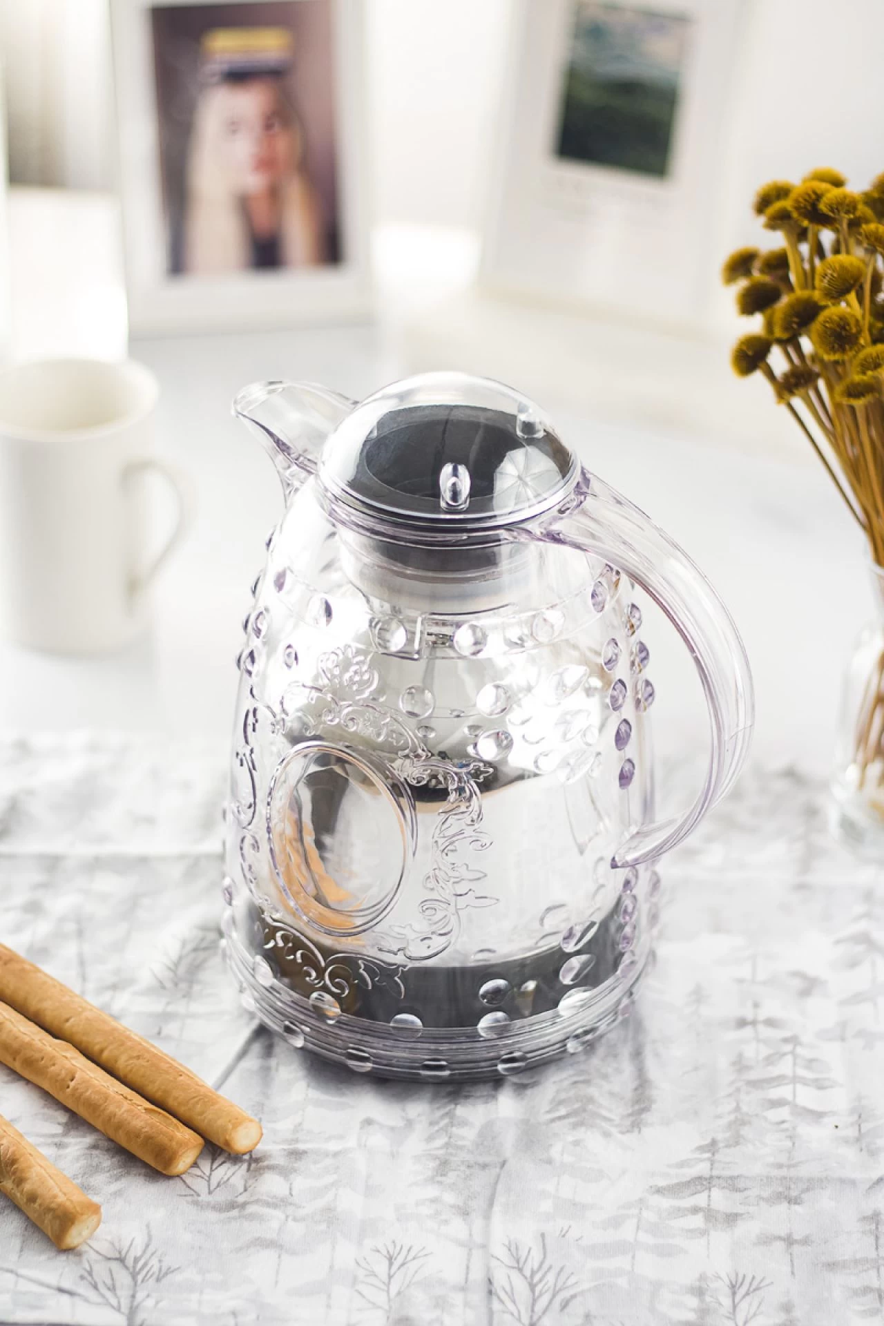 1 Lt Isı Yalıtımlı Çay Ve Soğuk Su Termosu Şeffaf (12 Saat Sıcak Tutar& İçi Camdır)