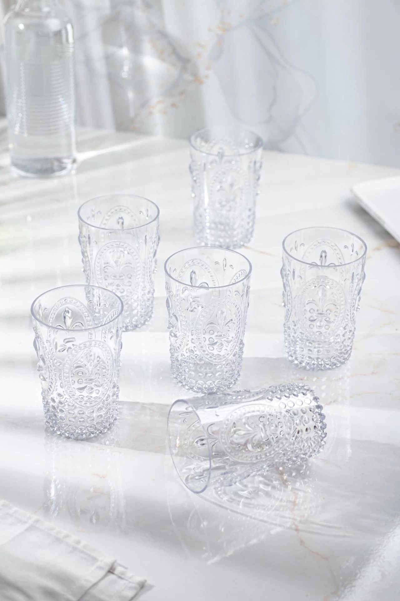 Akrilik Şeffaf 6'lı Kısa Bardak & Su Meşrubat Kahve Yanı Bardağı 400 Ml ( Cam Değildir )