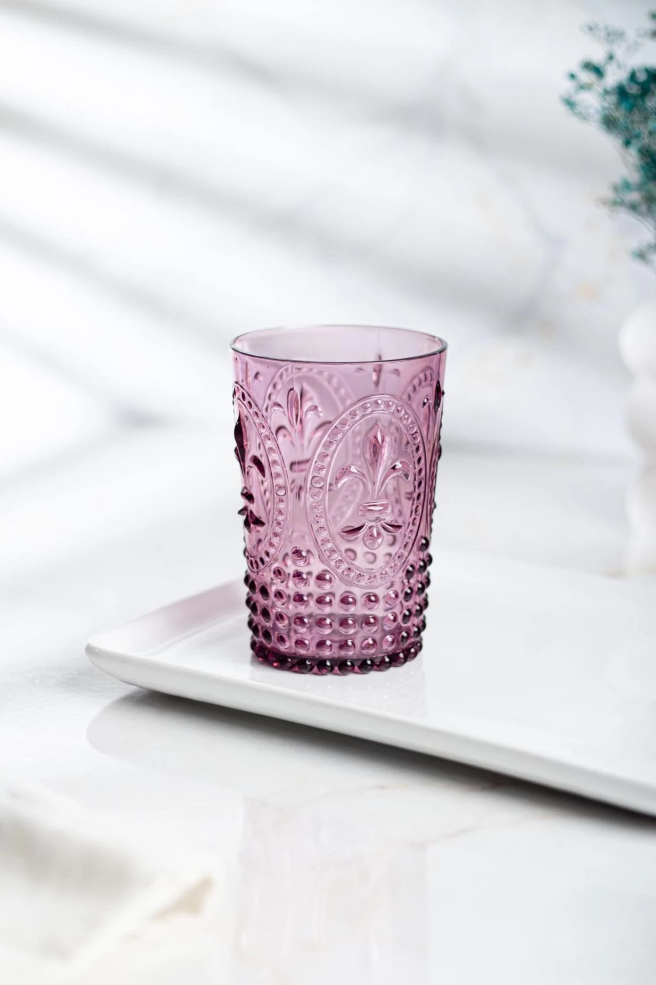 Akrilik Mürdüm 6'lı Kısa Bardak & Su Meşrubat Kahve Yanı Bardağı 400 Ml ( Cam Değildir )