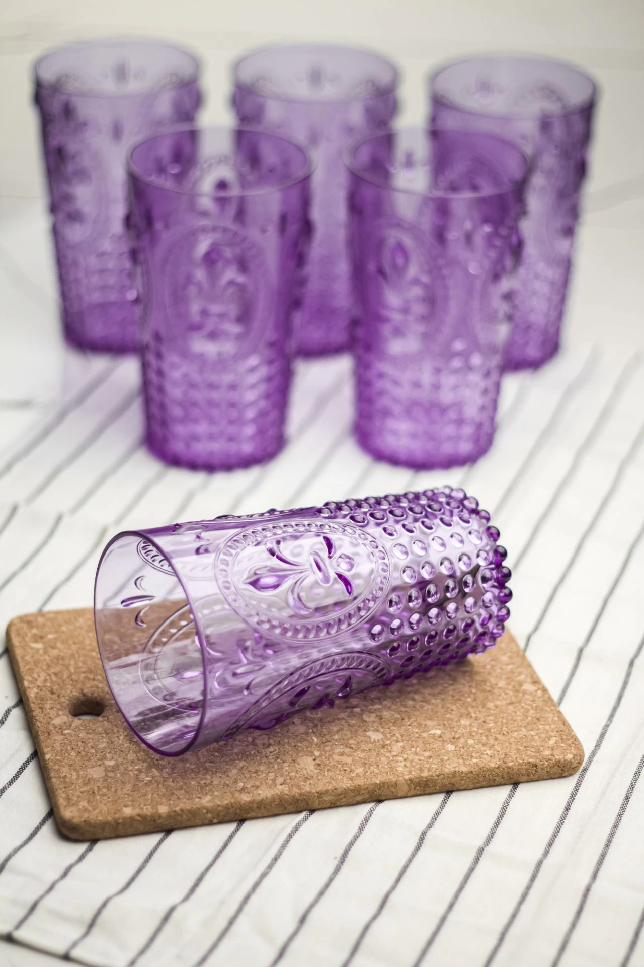 Akrilik Mor 6'lı Uzun Bardak & Su Meşrubat Bardağı 750 Ml ( Büyük Boy & Cam Değildir )