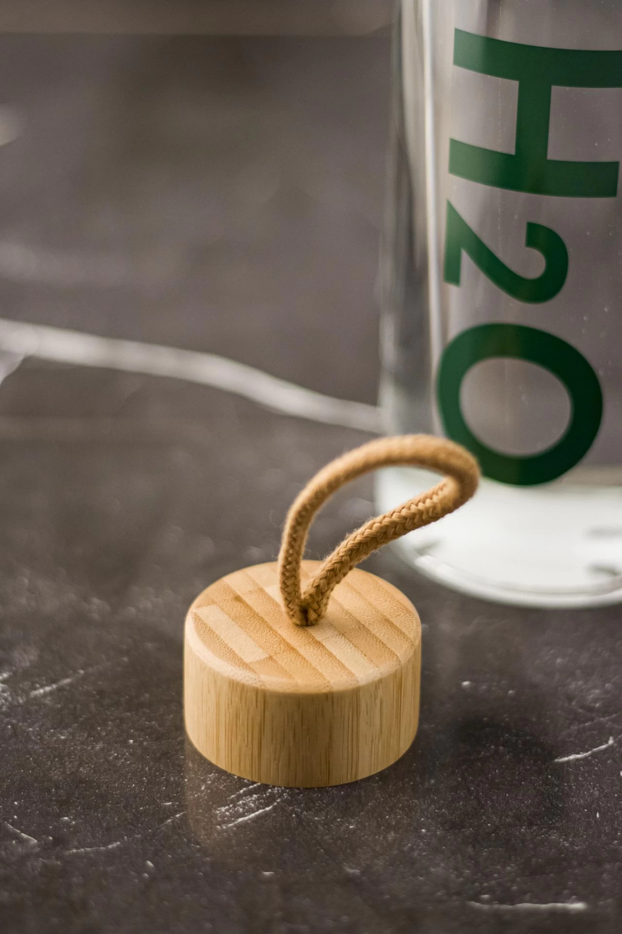 H2o Borosilikat Cam Matara Bambu Vakum Kapaklı Su Şişesi Suluk Kumaş Kılıf Hediyeli 600 Ml