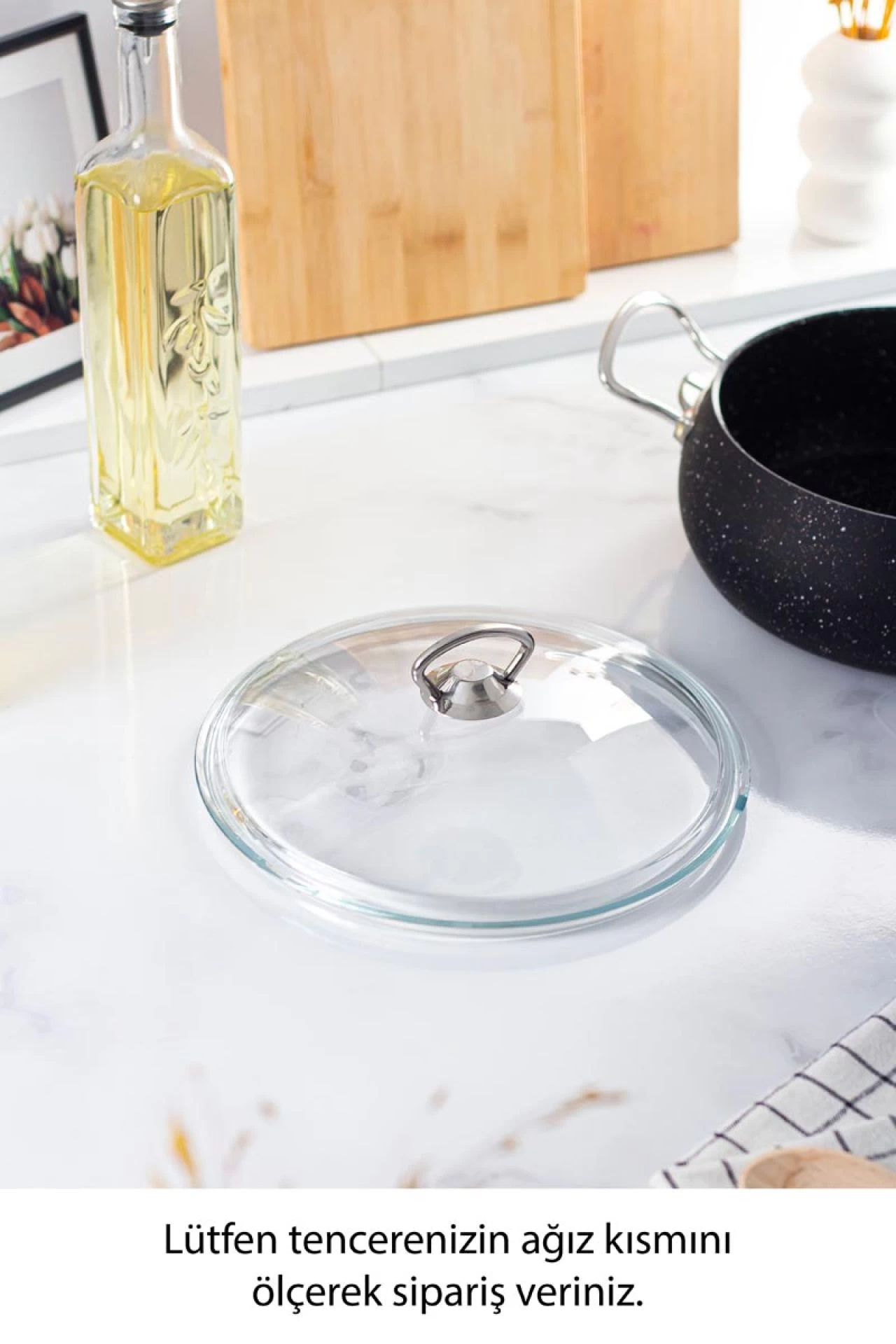 22 Cm Tencere & Tava & Sahan Için Metal Kulplu Cam Kapak (tÜm Tencerelere Uyumludur)