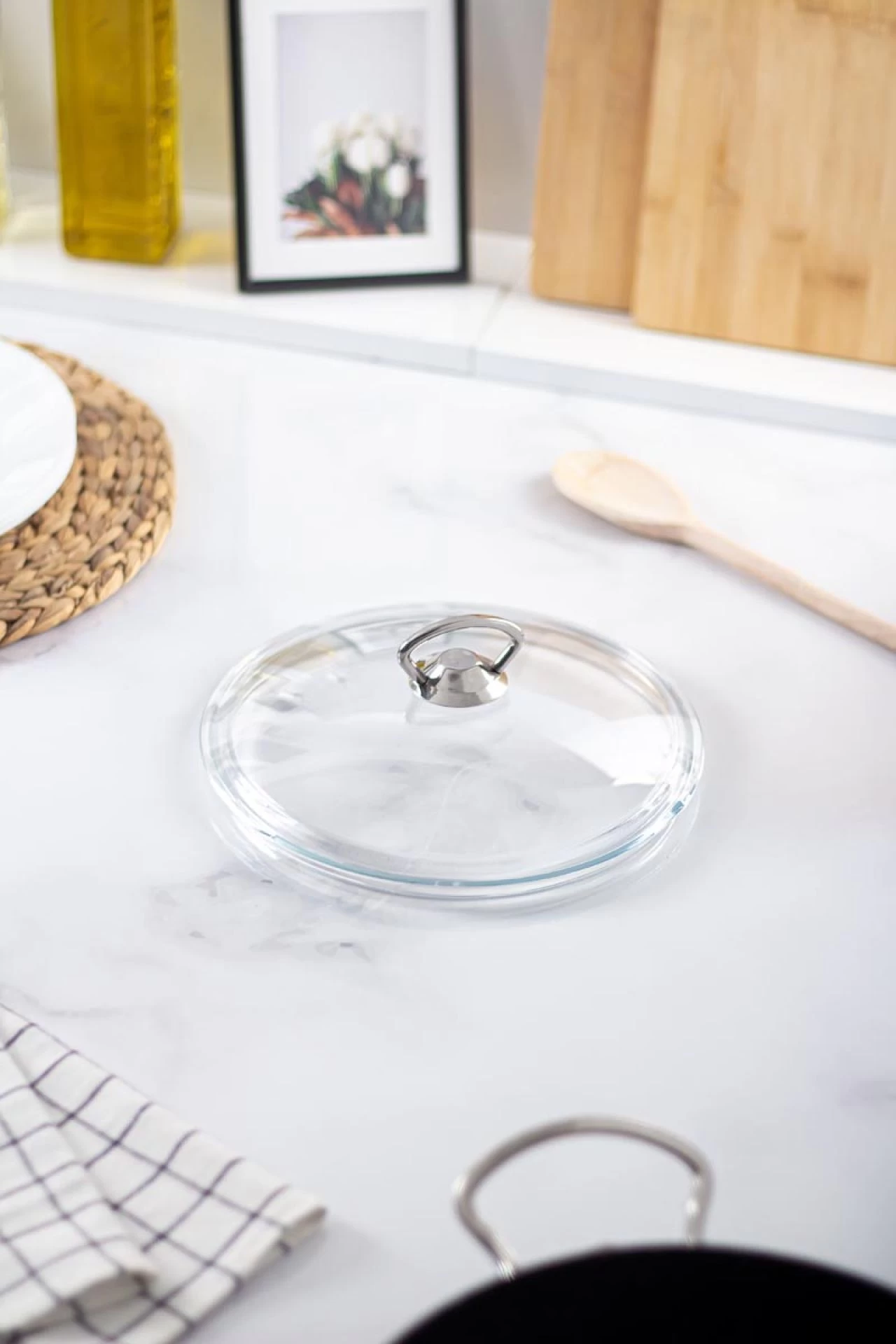 22 Cm Tencere & Tava & Sahan Için Metal Kulplu Cam Kapak (tÜm Tencerelere Uyumludur)