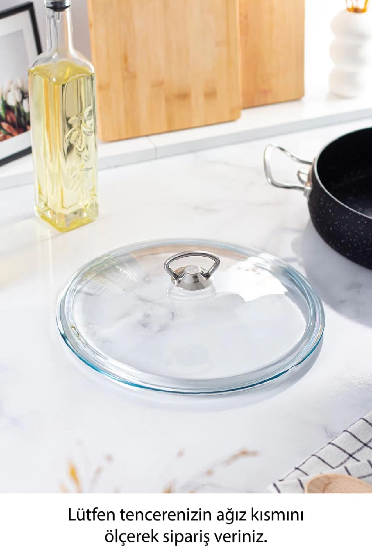 26 Cm Tencere & Tava & Sahan Için Metal Kulplu Cam Kapak (tÜm Tencerelere Uyumludur)