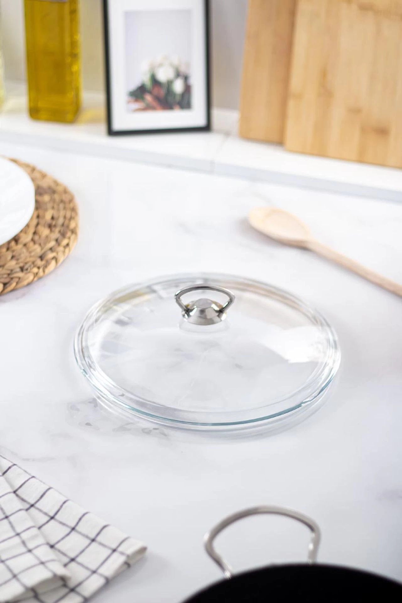 26 Cm Tencere & Tava & Sahan Için Metal Kulplu Cam Kapak (tÜm Tencerelere Uyumludur)