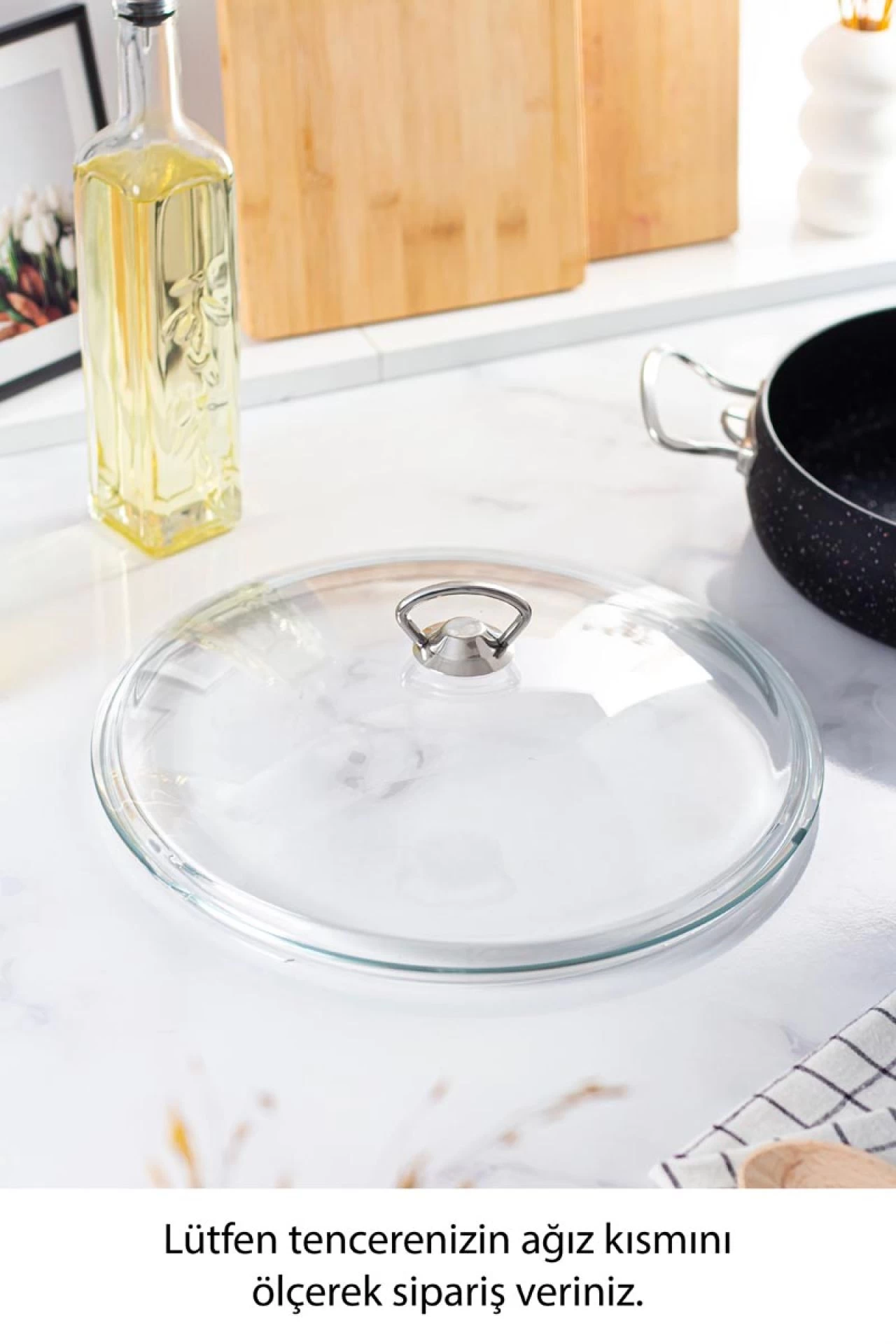 30 Cm Tencere & Tava & Sahan Için Metal Kulplu Cam Kapak (tÜm Tencerelere Uyumludur)
