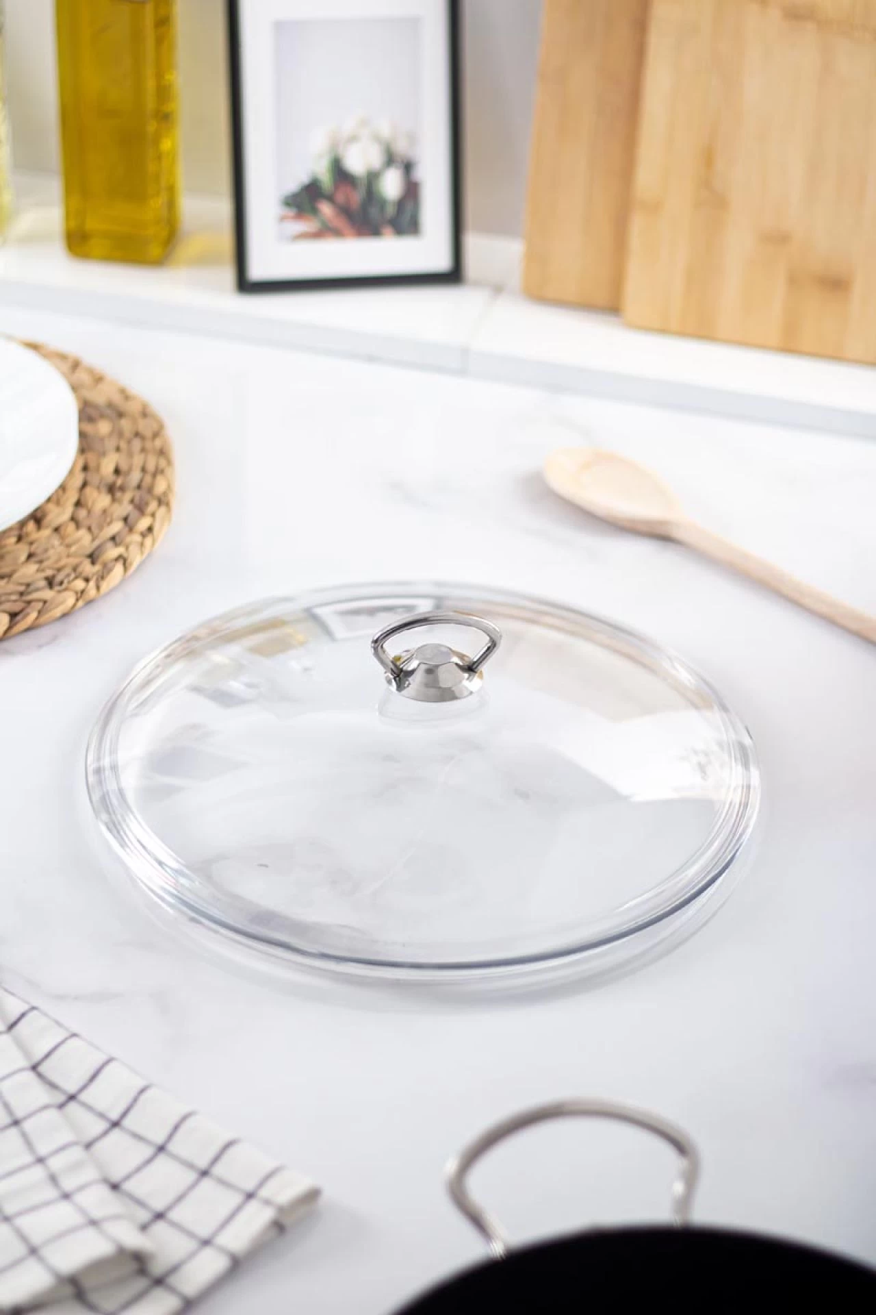 30 Cm Tencere & Tava & Sahan Için Metal Kulplu Cam Kapak (tÜm Tencerelere Uyumludur)