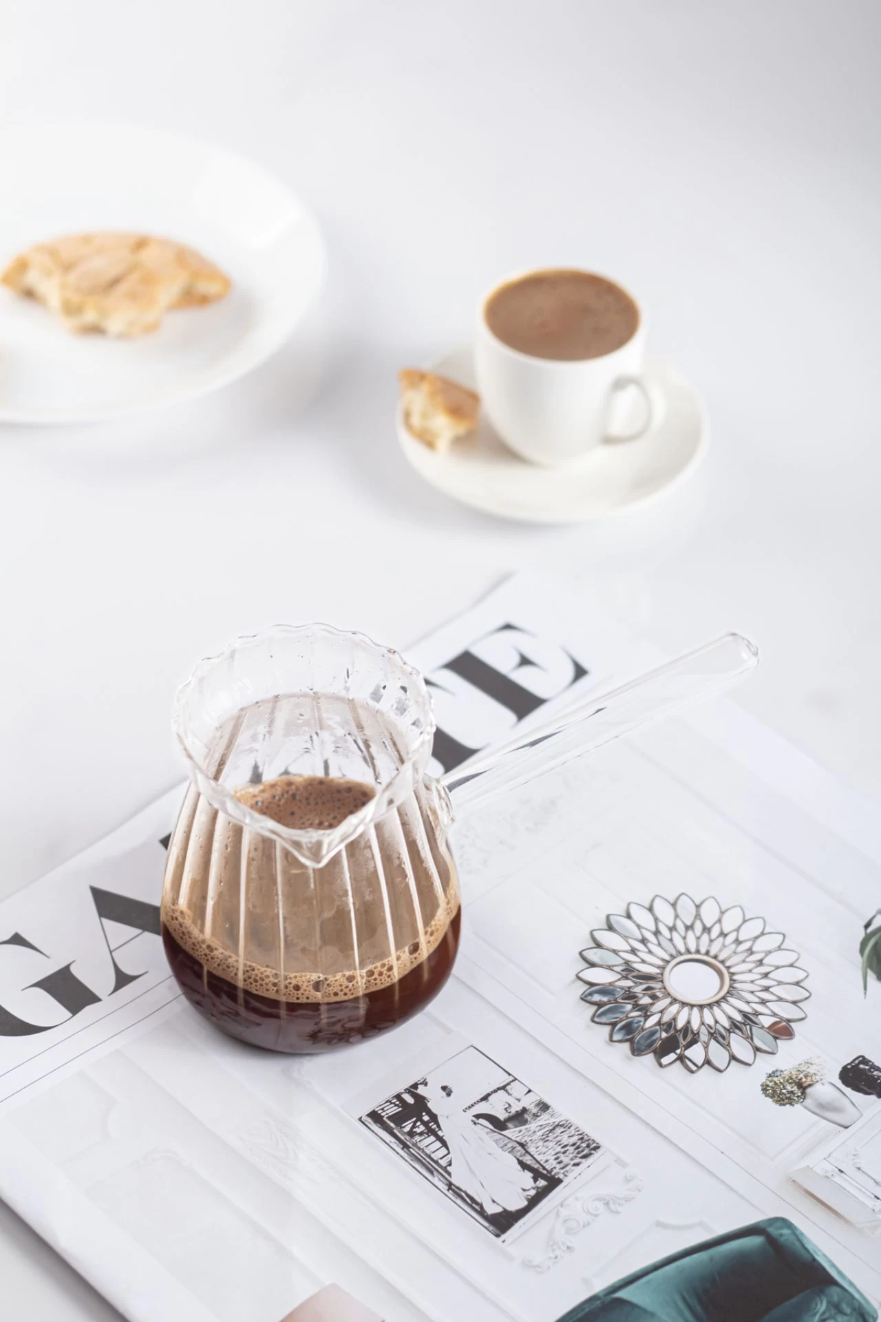 Isıya Dayanıklı Ocakta Kullanmaya Uygun Lüks Borosilikat cam cezve 400 Ml