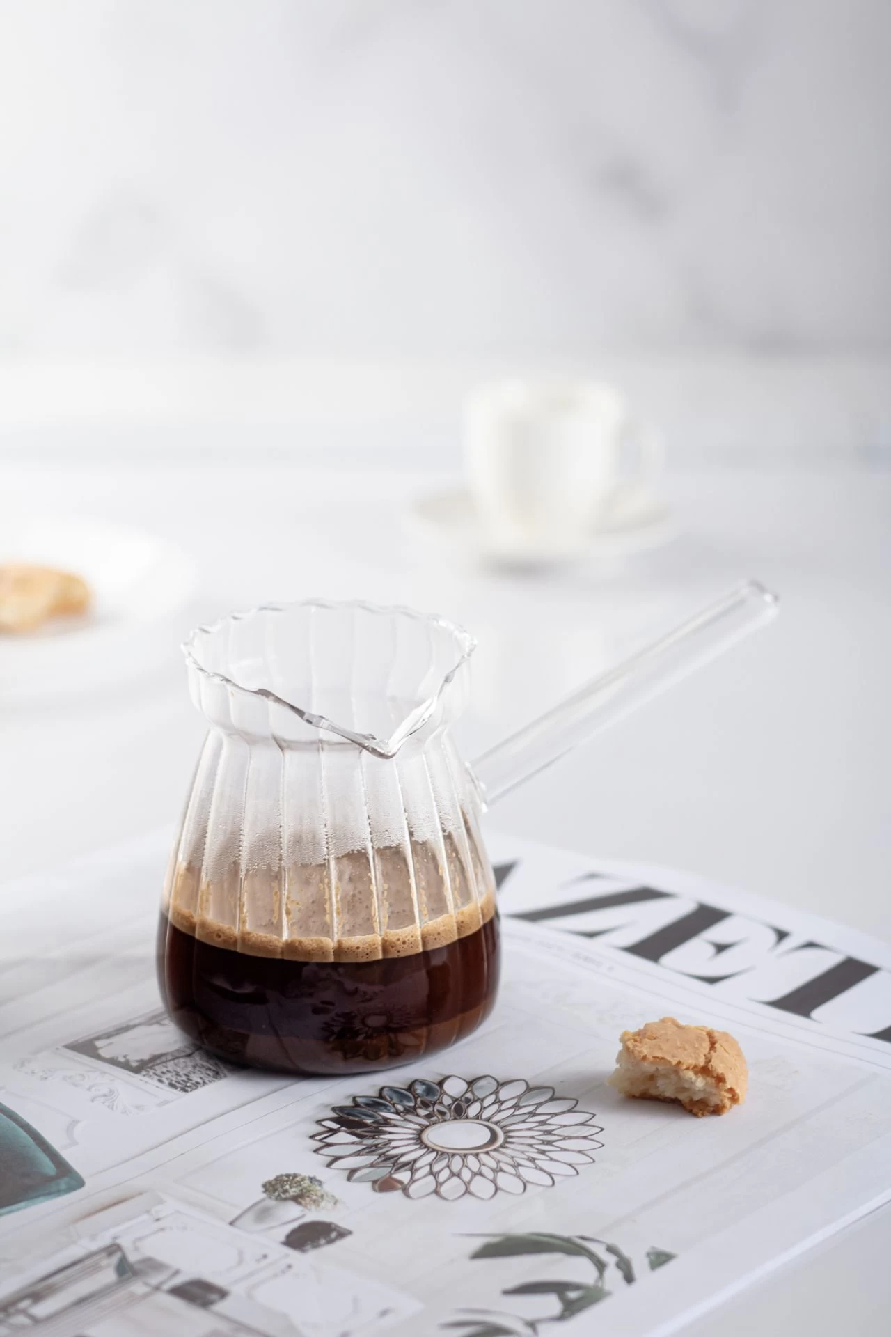 Isıya Dayanıklı Ocakta Kullanmaya Uygun Lüks Borosilikat cam cezve 400 Ml