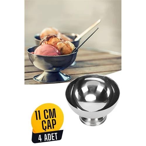 Modacar Çelik Büyük Dondurma Kasesi 4 Adet