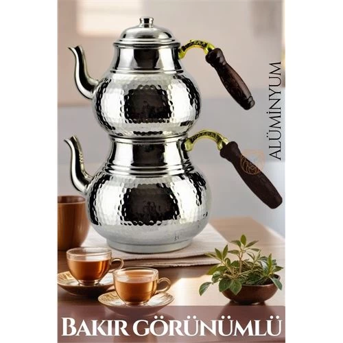Modacar Çaydanlık Seti Bakır Görünümlü Alüminyum 550+850 Ml