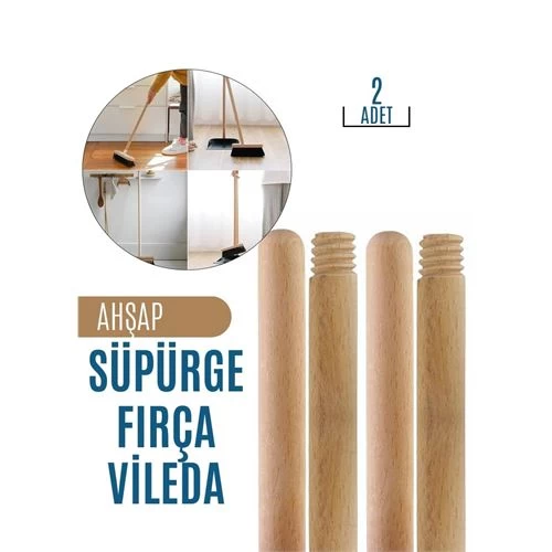 Modacar 2 Li Set Ahşap Mop Süpürge Sapı Griselda Design
