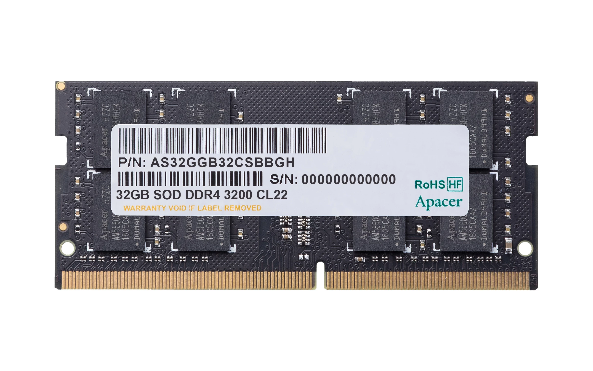 Apacer 32gb (1x32gb) 3200mhz Cl22 Ddr4 Notebook Sodimm Ram (es.32g21.psi)