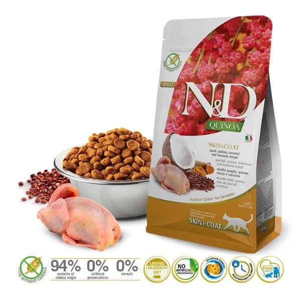 Nd Quinoa Skin Coat Bıldırcın Yetişkin Kedi Maması 1.5 Kg