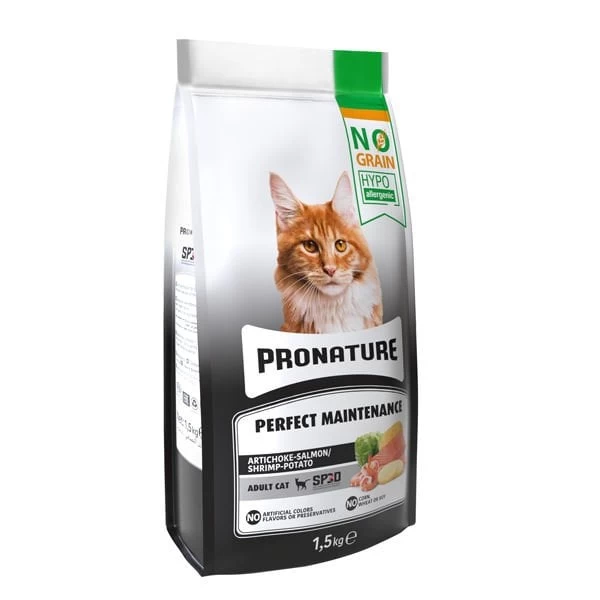 Pronature Hypo-allergenic Tahılsız Somonlu Karidesli Yetişkin Kedi Maması 1.5 Kg