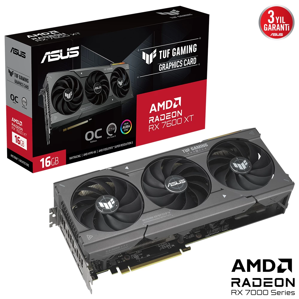 Asus Tuf-rx7600xt-o16g-gaming Rx 7600 Xt 16gb Gddr6 Hdmi 3xdp 128bİt