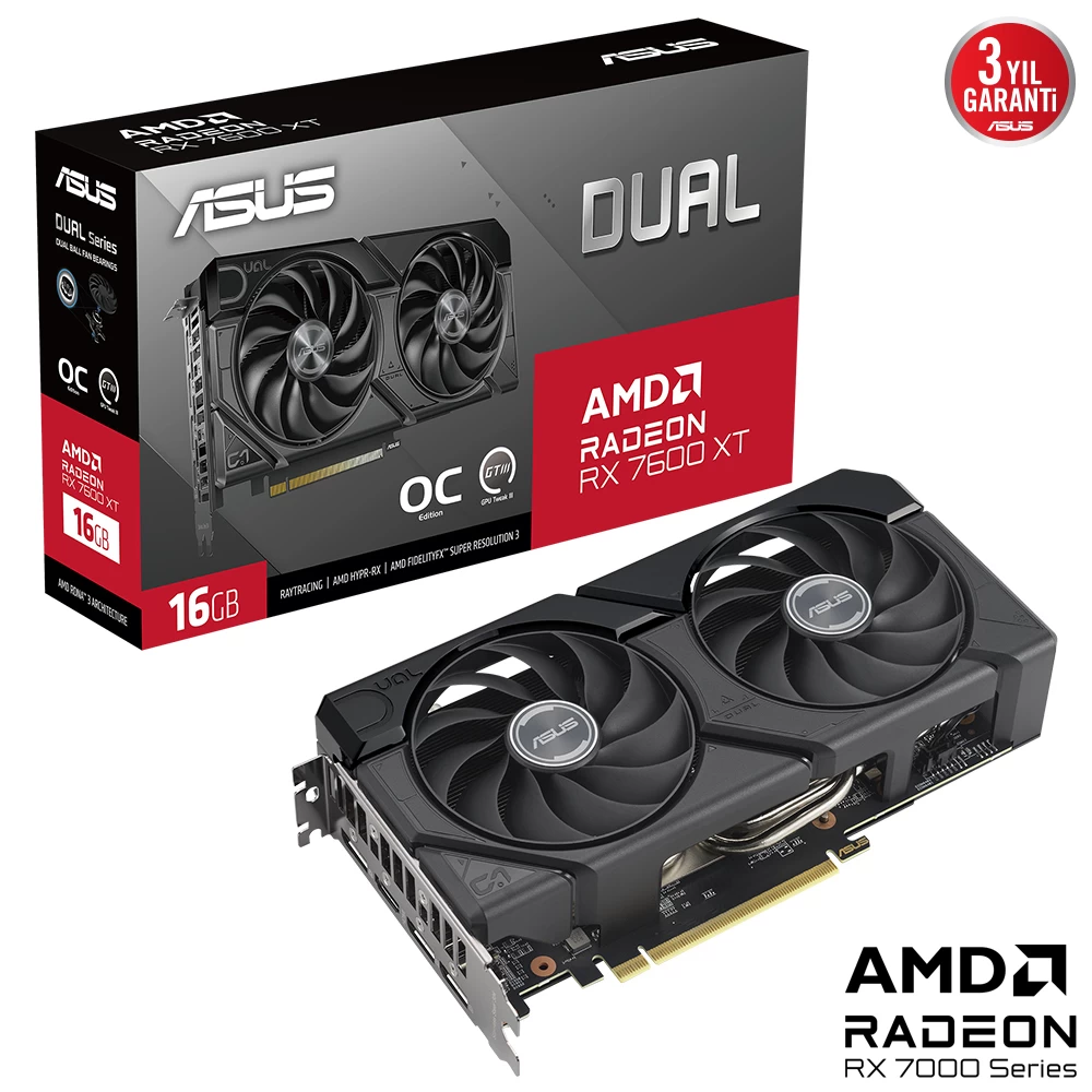 Asus Dual-rx7600xt-o16g 16gb Gddr6 Hdmi Dp 128bİt