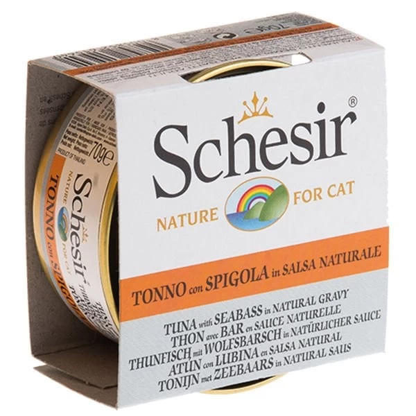 Schesir Ton Balık Ve Levrekli Naturel Konserve Kedi Maması 70 Gr