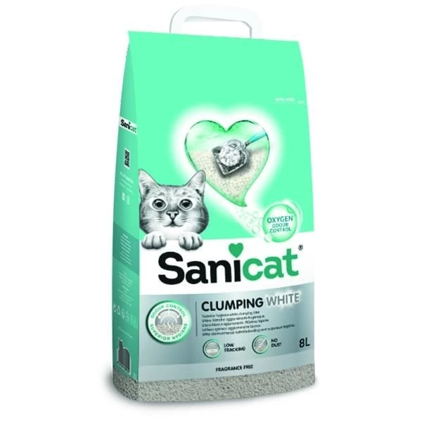 Sanicat Clumping White Oksijen Kontrol Süper Topaklanan Kedi Kumu 8 Lt